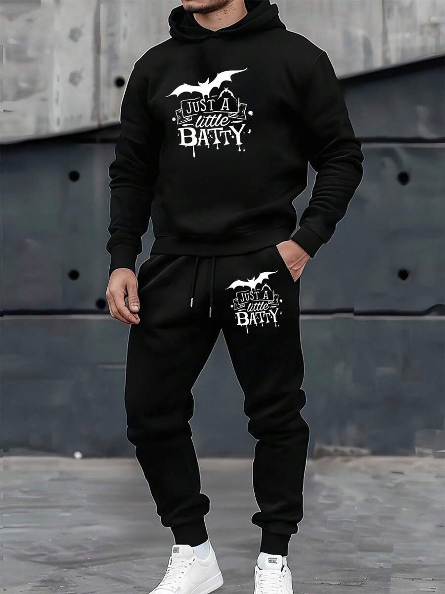 Batty Mens Tracksuit Hoodie And Jogger Pants Black Set For Streetwear Activewear And Home Comfort - 黑色12 - 查看 1