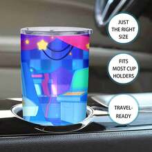 1pc 20 Oz Stainless Cup, Coffee Cups With Lids, Built To Last, Guaranteed, Water Bottle Insulated, Home Office Essential, Cosmic Cascade Chronicles