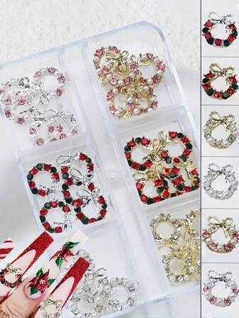 Un conjunto de 4/30 kits de coronas navideñas lujosas y minimalistas, que incluyen lindos adhesivos de uñas de edición limitada con temática navideña, accesorios de uñas, decoraciones de uñas, decoraciones de belleza y decoraciones DIY.
