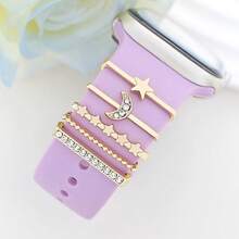 5 Stücke Dekorationsringe mit goldenen Sternen und Mond, geeignet für Apple Watch Armband Dekoration