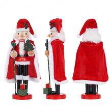 1pc Santa Claus Nutcracker Doll Soldier Christmas Ornament Xmas Gift Handcraft Nutcracker Puppet Statue Home Office Decoration - Red - View 11