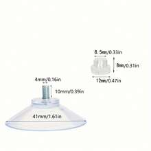 12个玻璃吸盘25/32/41毫米小吸盘透明PVC窗户吸盘不带钩重型吸盘带M4螺丝适用于浴室墙窗汽车遮阳牌照 - 透明白 - 查看 10