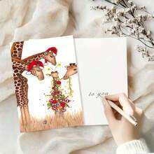 [1pc Giraffe Christmas Card] 1pc High-Quality Humorous Giraffe-Themed Christmas Greeting Card | For Friends, Family, And Neighbors, With Envelope, For Christmas And New Year Festivities