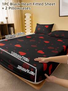 2/3 Pcs Printed Fitted Sheet Set, Bedding, Bed Sheet Set, Soft And Comfortable Bedding, Room Decor, Mother's Day Decor, Skin-Friendly Bed Cover Set For All Season, Domitory Bedding Set, Mattress Protector For Bedroom, Mother's Day Gift, Fits For Twin Full King Queen Size Bed, 1 Fitted Sheet And 2 Pillowcases, Back School Bedding, Machine Washable - 彩色 - 查看 15