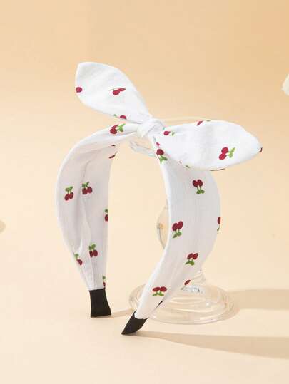 1 pieza Diadema elegante y linda con lazo de cereza para niñas, adecuada para uso diario