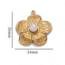 1/5-Piece 304 Stainless Steel Fashion Minimalist Cherry Blossom Inlaid With Synthetic Crystal Pearl Pendant, Featuring 18K Gold-Plated Finish. Lightweight And Elegant Floral Design, Suitable For Car Key Charms, Birthday Or Festive Gifts, Valentine's Day Gift Bags For Couples, Ladies' Stainless Steel Jewellery Pendant DIY Accessories, Or Pendant Necklaces.