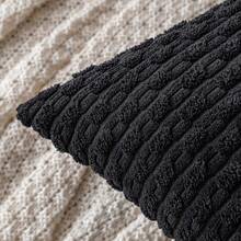 1pc/2pcs Bohemian Striped Throw Pillow Cover (Pillow Insert Not Included), Soft Plush Corduroy Solid Color Decorative Square Pillow Sham, Suitable For Holiday, Sofa, Bedroom, Bed, All Seasons - Black - View 5