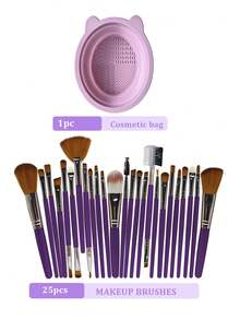 46件套专业化妆工具套装，化妆刷套装，混合化妆美容工具，包含25支化妆刷：粉底刷、散粉刷、腮红刷、高光刷、眼影刷套装、化妆刷套装、化妆刷套装、完整化妆套装、化妆刷套装、完整化妆套装、化妆刷套装、化妆刷套装、化妆礼盒套装 - 紫色 - 查看 10