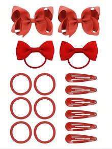 16 Stücke Schulmädchen Haarschmuck Set mit Schleifen, Haarclips und Haargummis für kleine Kleinkinder Schulmädchen Rückkehr zur Schule