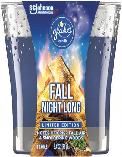 Glade Candle Jar, Air Freshener, Fall Night Long, 34 Oz