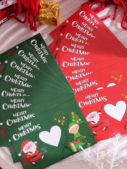 2pcs/10pcs/20pcs Creative Merry Christmas Theme Lucky Scratch-Off Cards, Cute Cartoon Santa Claus Design Surprise Greeting Cards, Suitable For Gift Message Cards In Flower Shops, Cake Shops, Gift Shops And Other Stores