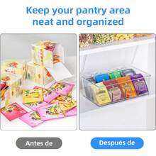 Organizador deé Acrílico con 8 Compartimentos y Tapa - Caja para Bolsitas deé, Infusiones, Café y Azúcar - Portaé para Nevera, Despensa o Encimera de Cocina,2 cajas deé de 300 ml - 1 - Ver 6