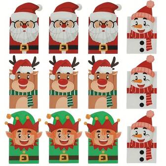 12/20/40pcs Christmas Treat Boxes - Santa, Snowman & Reindeer Designs | Durable Kraft Paper Gift Boxes , Candies & Chocolates | Perfect For Holiday Parties & Decorations