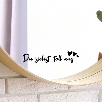 1 Stück künstlerische Schriftarten PVC Spiegel Aufkleber, Selbstbestätigungs-Slogan Wandbild mit "Du siehst toll aus", selbstklebende dekorative Wandkunst Aufkleber für Badezimmer, Wohnzimmer, Büro, Veranda, Hintergrundwand Dekoration, Heimdekoration