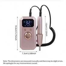 32-Speed Rechargeable Electric Nail File, Acrylic Gel Nail Grinder With 11 Sanding Bands & 20 Sanding Discs, For Nail And Toenail Carving And Polishing (Pink)