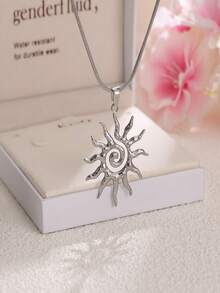 قلادة قلادة قلادة معلقة بشعار الشمس العتيق، قلادة سلسلة من الفولاذ المقاوم للصدأ للنساء، هدية مجوهرات للارتداء اليومي والحفلات