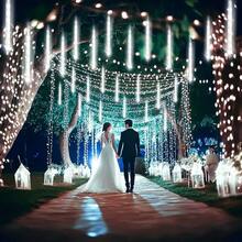 Cadena de luces LED en forma de lluvia de meteoritos alimentada por USB, decoración navideña para exteriores, perfecta para Navidad, Halloween, bodas, fiestas de cumpleaños - Adecuada para patios, jardines, calles, iluminación festiva, decoración de bodas, iluminación decorativa, iluminación eficiente, luces resistentes a la intemperie, luces de múltiples tubos, decoradores del hogar, organizadores de eventos