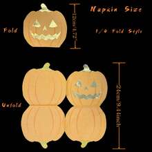 20/40 buc șervețele creative în formă de dovleac de Halloween, 3 straturi, îngroșate, desfășurate, 9,4 * 9,4 inch, șervețele de hârtie imprimate pentru petrecerea de Halloween, șervețele decorative pentru festivalul recoltei, ștampilare aurie, temă de Halloween, șervețele de hârtie de unică folosință