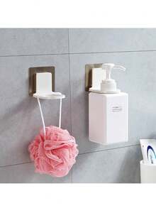 4pcs/2pcs No Drill Bathroom Shower Gel Holder, Shower Gel Bottle Rack Hanger Bracket, Bathroom Wall Suction Cup Shampoo Hooks, Random Style, Christmas/Valentine's Day Bathroom Accessories