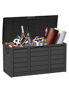 70 Gallon Outdoor Storage Deck Box Weatherproof Durable Resin Container - Đen - Loại B - Xem 8