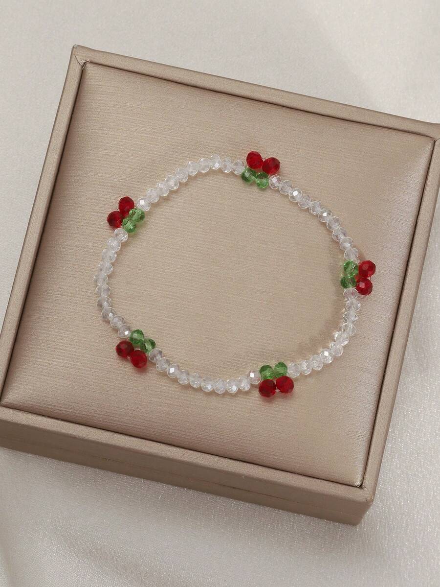 1pc Korean Style Minimalist Delicate Cherry Fruit Bracelet, Low Saturation Color - B - View 1