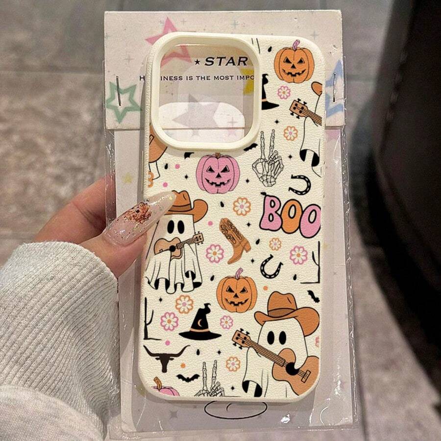 1pc TPU Material Cute Halloween Western Style Ghost Guitar Pattern Phone Case Suitable For IPhone/ Phones
