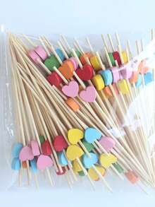 100 szt. patyczków owocowych, patyczki bambusowe, patyczki kwiatowe, widelce do owoców, kreatywne wykałaczki artystyczne, dekoracyjne patyczki bambusowe, widelce do burgerów, odpowiednie do dekoracji napojów i widelców deserowych, kuchnia, prezent świąteczny