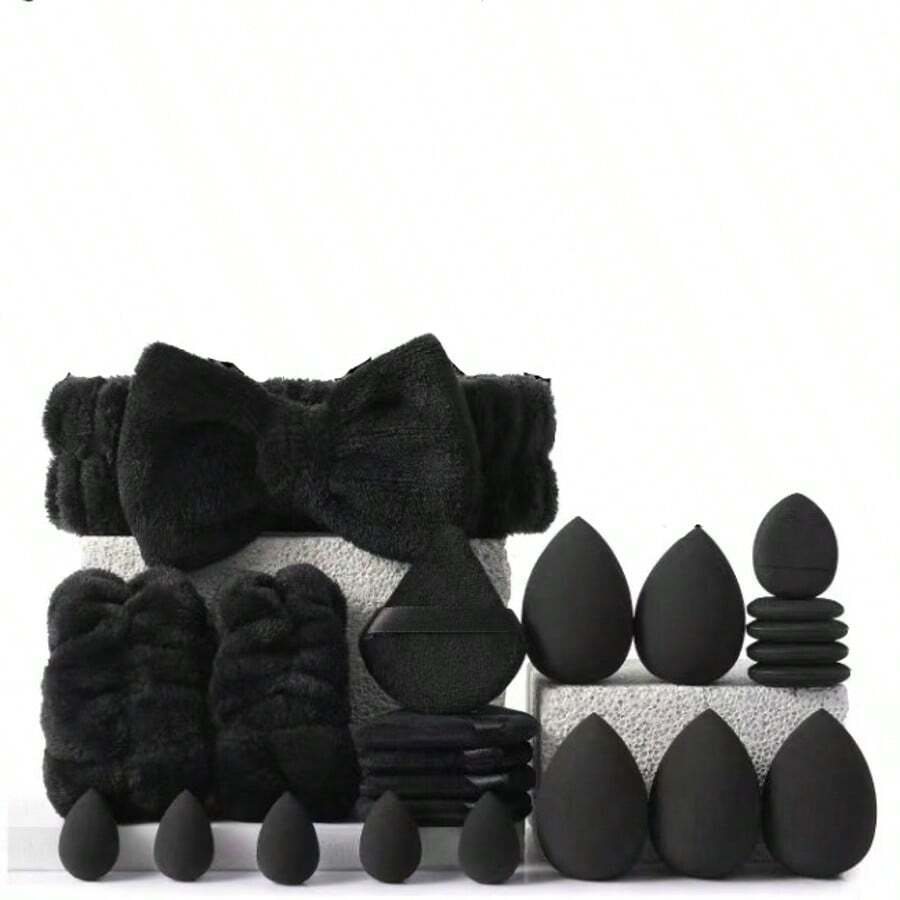 23pcs Makeup Tools Set, Including 1pc Makeup Sponge, 1 Headband & 2 Wristbands, 5pcs Makeup Blender, 5pcs Mini Makeup Blender, 5pcs Triangle Powder Puff, 5pcs Mini Finger Tip Powder Puff, Foundation Mixing Beauty Sponge, Flawless For Liquid, Cream And Powder, Multi-Color Makeup Sponge, Velvet Triangle Powder Puff,Makeup,Cheap,Room Decor,Vanity,Travel,Bedroom,Makeup Accessories,Puff,Makeup Blender,Powder Puff,Makeup Sponge