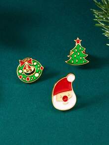 Bộ 3 món quà Giáng sinh hình ông già Noel hoạt hình, ghim cài áo huy hiệu phụ kiện trang trí cho quần áo, túi xách, khăn quàng cổ, phù hợp làm trang sức cho phụ nữ, trang phục hàng ngày và ngày lễ - Nhiều màu - Xem 9