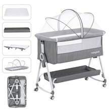 3 In 1 Beside Bassinet, Bedside Bassinet, Bedside Sleeper With Wheels, Adjustable Portable Bedside Crib, Bassinet Bedside Sleeper, Movable Bedside Bassinet For Baby,Grey - Grey - View 2