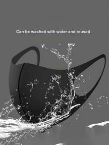 Personalized Customized Mask, Customized Letter Design, Can Customize Your Name, Exclusive Logo. Sunscreen, Breathable And Skin Friendly Reusable & Washable Breathable Dust Mask | Women's Fashionable Solid Color Windproof Sun & Ice Fiber Fabric Elastic Face Mask For Casual Outdoor Activities | Black/Pink/Grey, Minimalist Design, Durable Elastic Edge - Black - View 8