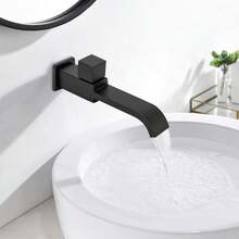 YUNRUX G1/2 Wall Mounted Faucets, Modern Brass Bathroom Faucet, Wall Mounted Single Hole Cold Water Tap For Kitchen, Bathroom, Sink, Basin, Matte Black