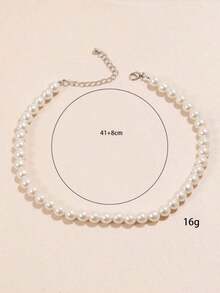 1pc Elegant And Minimalistic Pearl Choker Necklace With Timeless Design,Western Jewelry,Valentine's Day,Jewelry,Necklace,Bracelet Set,Wedding Jewelry,Bracelets Women - 彩色 - 查看 2
