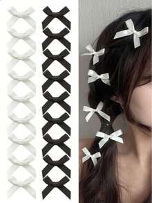 18件套混色女士发饰丝带蝴蝶结发夹，简约时尚甜美可爱优雅芭蕾Y2K仙女风迷你发夹发饰蝴蝶结 - 彩色 - 查看 1