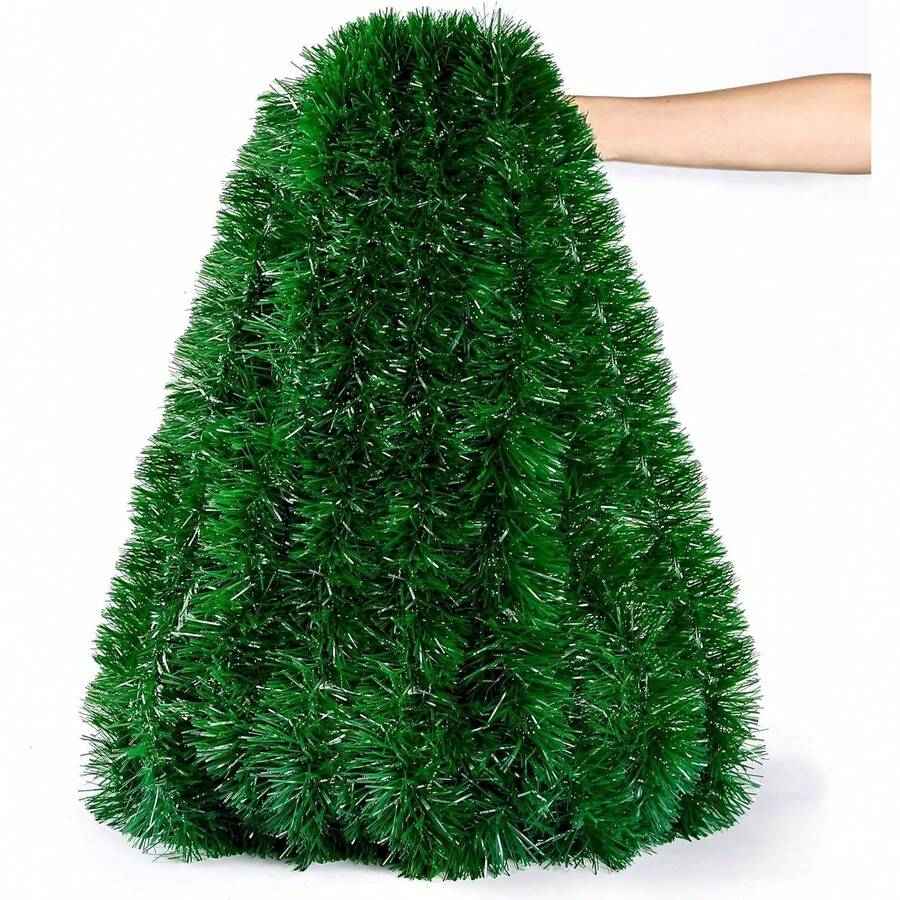 49,2 pi Guirlande de sapin de Noël en métal torsadé vert herbe, décorations de Noël pour arbre de Noël, décorations suspendues au plafond pour fête du Nouvel An, anniversaire, vacances, intérieur et extérieur