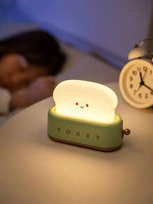 3000K USB Rechargeable Cute Toaster Shape LED Table Lamp, Heartwarming Decorative Table Lamp Toast Bread LED Night Light Creative Design Bread Night Light Suitable For Family Use Perfect Birthday Christmas Gift(Green/Orange/Pink) - Multicolor - View 11