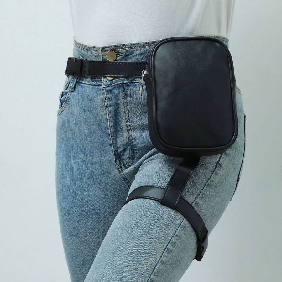 Women's Adjustable Leg Bag For Outdoor Sports, Waterproof Thigh Pack With Multiple Pockets, 8x5x2 Inch Large Capacity Storage For Phone Wallet Keys, Cycling Running Hiking Essential Accessory - Black - View 1