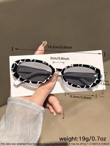 1pc Women's Fashion Oval Frame Zebra Pattern Full-Frame Fashion Glasses, Suitable For Outdoor, Holiday, Travel - Multicolor - View 11