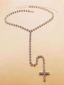 Elegante collana con pendente a croce in cristallo di moda