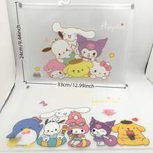 Sanrio 4 buc Sanrio Cartoon A4 Pungi pentru documente, Geantă din PVC cu închidere rapidă Hello Kitty, Kulomi, Dosar cu închidere cu nasture My Melody, Geantă de papetărie, Organizator de documente, Geantă transparentă cu fermoar, Depozitare hârtie de examen, Cadouri, Rechizite de birou, Cadouri mici pentru întoarcerea la școală, Potrivite pentru sezonul școlar