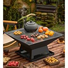 Outdoor Charcoal Pit, Equipped With A Charcoal Hook, Fireproof Cover, Portable Barbecue Grill, Fireproof Lid, And Charcoal Hook. Suitable For Barbecuing, Camping, And Backyard Use. - 黑色 - 查看 6