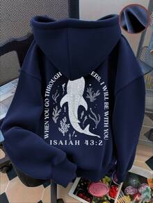 1 件 Tween Girl 保暖连帽运动衫，适合年轻学生的保暖休闲套头衫，适合秋冬季、Y2K/休闲/街头服饰/时尚/简约/可爱/学院风 - 藏蓝色 - 查看 5