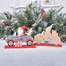 Christmas Table Sign Wooden Santa Truck Table Decoration Indoor Holiday Ornaments For Home