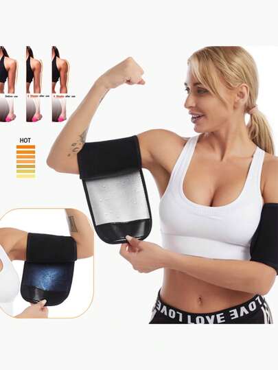 女士手臂塑形吸汗带，带口袋，瘦臂塑形带，适合健身使用