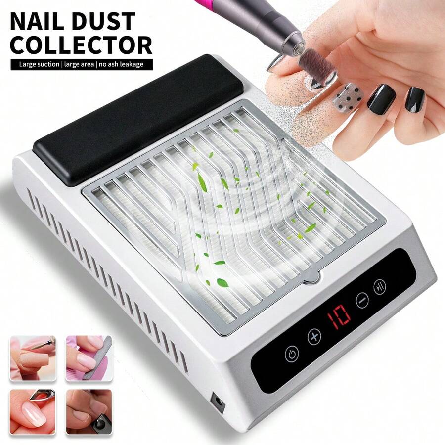 LIMEGIRL Professional Nail Dust Collector: Nail Salon Fan-Powered Dust Collector With Reusable Filter, Strong Suction, Adjustable Speed, Suitable For Nail Salons And Home Use - EU C Type Plug(220-240V) - View 1