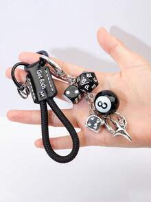 8 Ball Dice Charm Keychain - Cute Bag Purse Handbag Accessories - Y2K Aesthetic Key Chain For Women Men Halloween Accessories Teachers Day Bag Accessories Lanyards With Id Holder Car Accessories Bag Charms