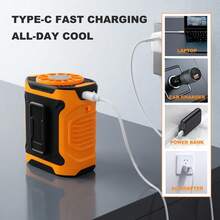 4000mAh USB Wearable Neck Fan, Portable Rechargeable Waist Clip Fan For Hiking, Fishing, Camping,