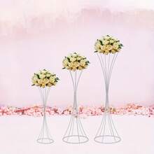 YUNRUX Soportes de flores decorativos con guirnaldas, soportes de flores para bodas, 3 soportes de flores plateados, como decoración para fiestas, cumpleaños, cafés, banquetes de boda, festivales, fiestas de cumpleaños, fiestas de graduación, buffets, etc. - Multicolor - Ver 9