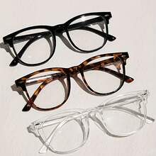 Neutral Casual Retro Geometric Fashion Flat Mirror, Clear Transparent Lens Fashion Glasses, Suitable For Various Clothing, Street Styles, Travel, And Beaches - Nhiều màu - Xem 1