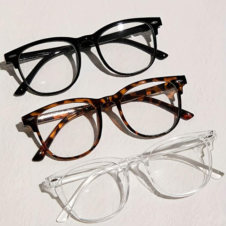 Neutral Casual Retro Geometric Fashion Flat Mirror, Clear Transparent Lens Fashion Glasses, Suitable For Various Clothing, Street Styles, Travel, And Beaches